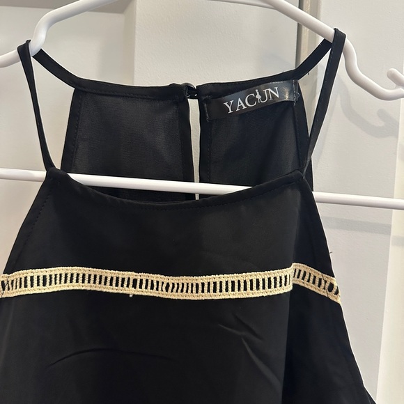 Yacun Women’s Black High Neck Colourful Stripe Peplum Tank Top Size Small - Picture 4 of 10